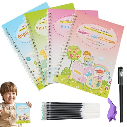 Ungtyb Kids Handwriting Practice Set, Preschool Learning Workbook with Groove Copybook, Handwriting Pen for Practice, Fun Writing Activities for Children Aged 3-5 Years Old von Ungtyb