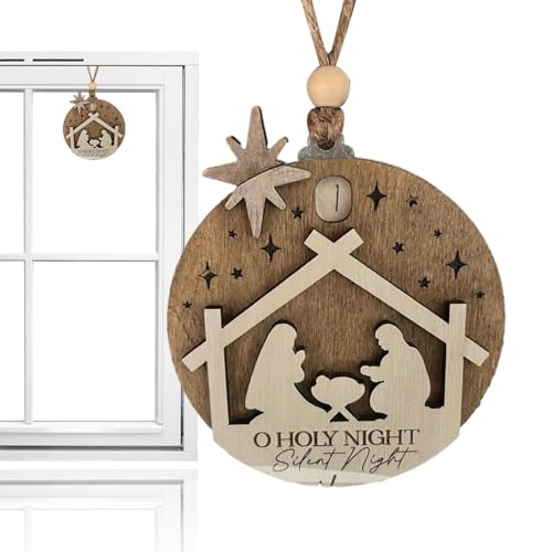 Ungtyb Krippendekorationen für den Weihnachtsbaum,Krippendekorationen aus Holz - Christlicher Weihnachtsschmuck Countdown 3D - Ästhetische christliche Wohndekoration, Christus-Geburt Christi-Ornament, von Ungtyb