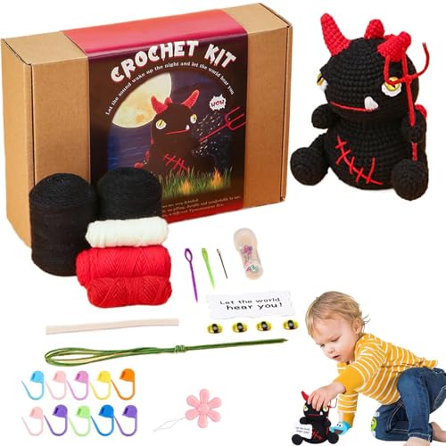 Ungtyb Strickset Häkelset Häkeln Kit Tiere Häkeln Kit Erwachsene Häkeln Kit für Anfänger - Tragbares und einfach zu bedienendes Garn Häkelzubehör Black Dragon für die von Ungtyb