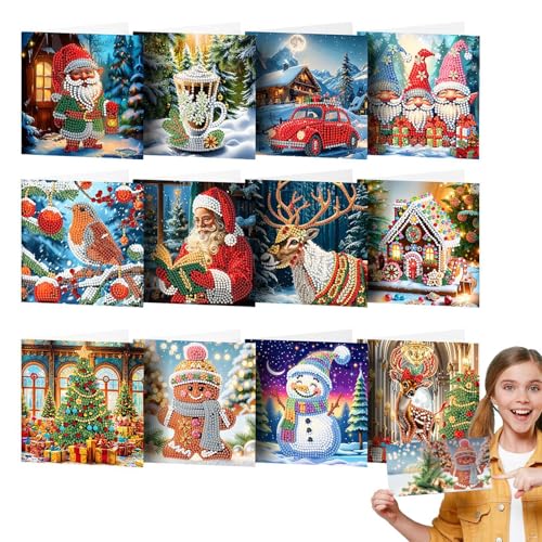 Ungtyb Weihnachtskarten, Weihnachtskarten | Bastelkarten-Set für 5D-Malerei für Weihnachtsgeschenke | Sortiment von Weihnachtskarten glänzend festlich Weihnachtskarten von Ungtyb