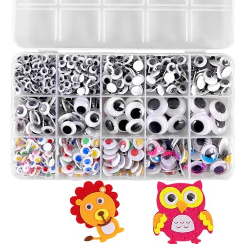 Wiggly Eyes Sticker, Craft Googly Eye, Strong Adhesive Backing, Adhesive Eyeball with Versatile Crafting Options for Crafts, Dolls, Hats, Walls, and Art Projects, 1 Set von Ungtyb