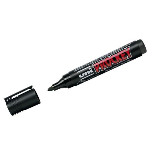 Uni-Ball Prockey PM122 Marker, konische Spitze, mittlere Spitze, 1,8 – 2,2 mm, Schwarz, 3 Stück von Uni-Ball