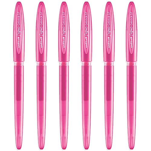 Uni-Ball Signo UM-170 Gel-Tintenroller Kugelschreiber, Stifte, 0,7 mm Spitze, rosa Tinte, 6 Stück von Uni-Ball