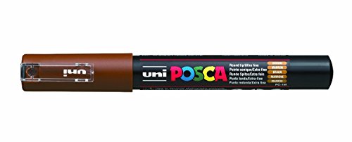 Uni Posca Marker / Glasstift PC-1M, feine Rundspitze, 1.0 mm, Braun von Uni-Ball