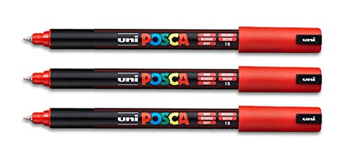 Uni-Ball PX89789000 POSCA -181701 Marker mit kalibrierter Spitze (Rot 3 Stück) von Uni-Ball