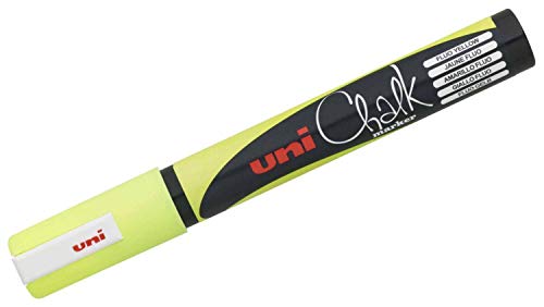 uni-ball 186207 - Fenster- & Kreidemarker UNI CHALK PWE-5M, 1,8 - 2,5 mm, Rundspitze, fluoreszierend gelb von Uni-Ball