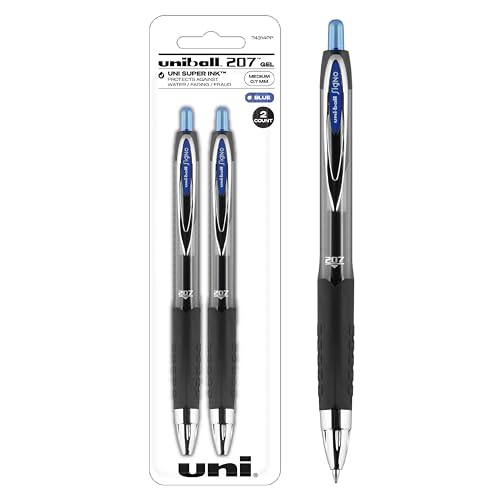 uni-ball 207 Retractable Rollerball Gel Pens, Medium Point, Blue Ink, 2 Count by Uni-ball von Uni-Ball