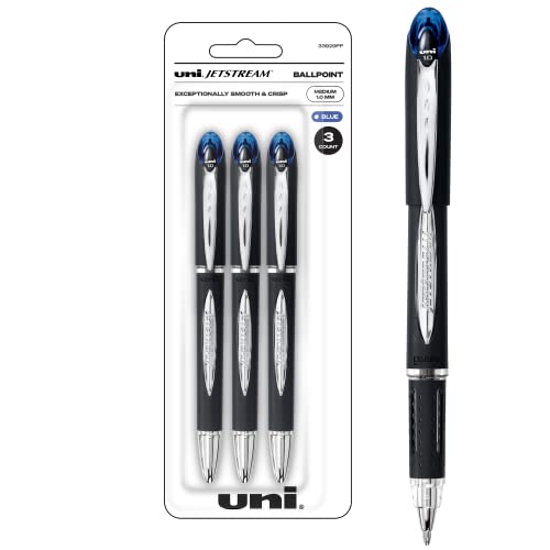 Uniball Jetstream Kugelschreiber, dicke Spitze, 1,0 mm, blau, 3 Stück, glattes Schreiben, japanische Stifte, Schulbedarf von Uni-Ball