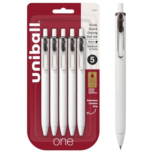 uni-ball one Retractable Gel Pens, Medium Point (0.7mm), Black Ink, 5 Pack von Uni-Ball