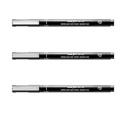 UNI-BALL PIN DRAWING PEN FINELINER ULTRA FINE LINE MARKER 0.05mm BLACK Ink - [Pack of 3] von Uni-Ball