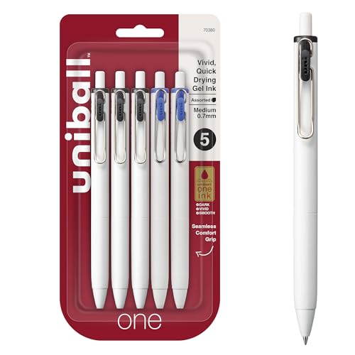 uni-ball One Retractable Gel Pens Medium Point, 0.7mm, Black & Blue, 5 Pack uni-ball One Retractable Gel Pens Medium Point, 0.7mm, Black & Blue, 5 Pack von uni-ball
