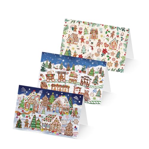 UNICEF Weihnachtskarten Set (3 St., 3 Motive) Adventskalenderkarten Lebkuchen -Spendenkarten Klappkarten inklusive Briefumschlag -24 Türchen -hochwertige Grußkarten made in Germany 17,5x11,7 cm von Unicef