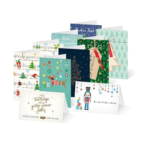 UNICEF Weihnachtsmix Weihnachtskarten Set (10 St., 10 Motive) mit Umschlägen -Frohe Weihnachten, Spendenkarten Premium Klappkarten mit Briefumschlag -hochwertige Grußkarten 17,5x11,7 cm in schöner Box von Unicef