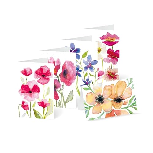 Unicef Glückwunschkarten Set (10 St., 5 Motive) mit Umschlägen - Aquarellblumen Spendenkarten Premium Klappkarten inklusive Briefumschlag - hochwertige Grußkarten made in Germany 17,5 x 11,7 cm von Unicef