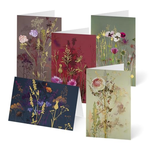 Unicef Glückwunschkarten Set (10 St., 5 Motive) mit Umschlägen - Pastellblumen Spendenkarten Veredelung Premium Klappkarten inklusive Briefumschlag - hochwertige Grußkarten 17,5 x 11,7 cm von Unicef