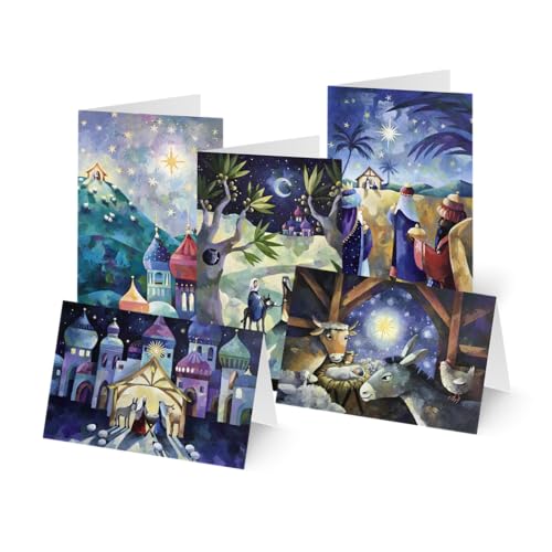 Unicef Weihnachtskarten Set (10 St., 5 Motive) Heilige Nacht - Spendenkarten Premium Klappkarten inklusive Briefumschlag - hochwertige Grußkarten für Freunde & Familie 17,5 x 11,7 cm von Unicef