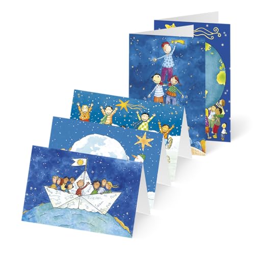 Unicef Weihnachtskarten Set (10 St., 5 Motive) Kinder Kind - Spendenkarten Premium Klappkarten inklusive Briefumschlag - hochwertige Grußkarten made in Germany 17,5 x 11,7 cm von Unicef