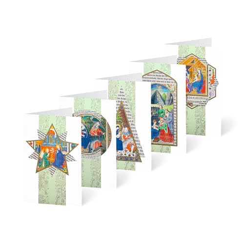 Unicef Weihnachtskarten Set (10 St., 5 Motive) Klassische Weihnachtsszenen Spendenkarten -Gold Strukturpapier Premium Klappkarten inkl. Briefumschlag - Grußkarten für Freunde & Familie 17,5 x 11,7 cm von Unicef