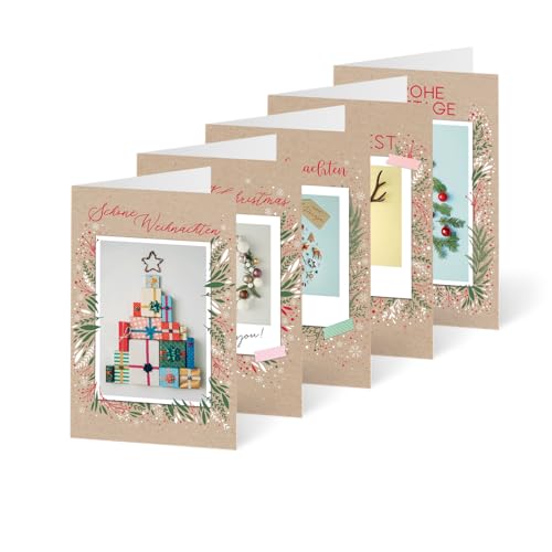 Unicef Weihnachtskarten Set (10 St., 5 Motive) Moderne Weihnachtspolaroids - Spendenkarten - Premium Klappkarten inklusive Briefumschlag - hochwertige Grußkarten made in Germany 17,5 x 11,7 cm von Unicef