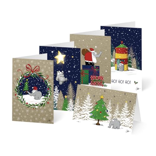 Unicef Weihnachtskarten Set (10 St., 5 Motive) Ottifanten - Spendenkarten Premium Klappkarten inklusive Briefumschlag - Otto - hochwertige Grußkarten made in Germany 17,5 x 11,7 cm von Unicef