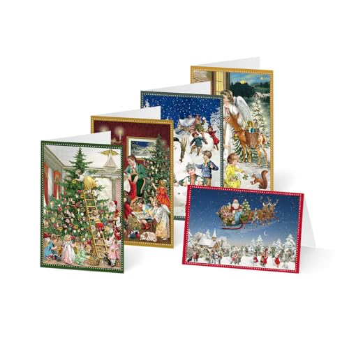 Unicef Weihnachtskarten Set (10 St., 5 Motive) Schon bald ist Weihnachten Nostalgie -Spendenkarten Premium Klappkarten inkl. Briefumschlag hochwertige Grußkarten für Freunde & Familie 17,5 x 11,7 cm von Unicef