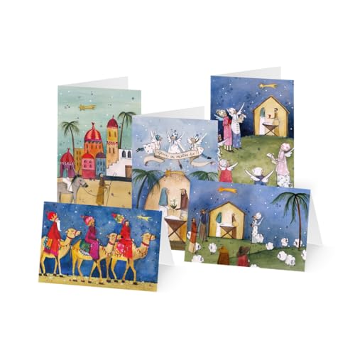 Unicef Weihnachtskarten Set (10 St., 5 Motive) Weihnachtsgeschichte - Spendenkarten Premium Klappkarten inklusive Briefumschlag - hochwertige Grußkarten für Freunde & Familie 17,5 x 11,7 cm von Unicef