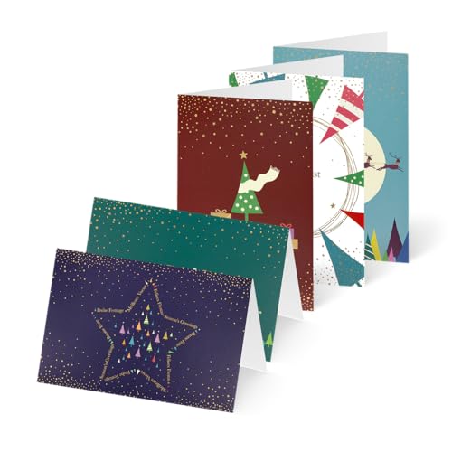 UNICEF Weihnachtskarten Set (10 St., 5 Motive) mit Umschlägen -Minikarten Weihnachten in Pastell -Spendenkarten Premium Klappkarten inklusive Briefumschlag - hochwertige Grußkarten Format 8,5 x 13 cm von Unicef