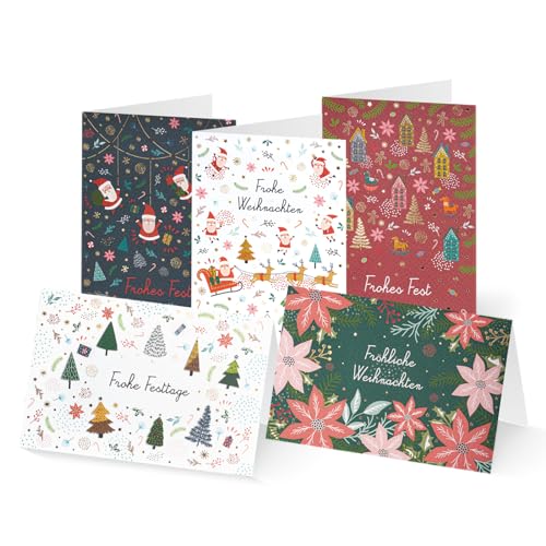 Unicef Weihnachtskarten Set (10 Stück, 5 Motive) Moderne Weihnachtsmotive - Spendenkarten Premium Klappkarten inklusive Briefumschlag hochwertige Grußkarten für Freunde & Familie 17,5 x 11,7 cm von Unicef