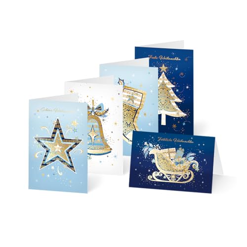 Unicef Weihnachtskarten Set (10 Stück, 5 Motive) Weihnachtsmusik - Spendenkarten Veredelt - Premium Klappkarten inklusive Briefumschlag - hochwertige Grußkarten für Freunde & Familie 17,5 x 11,7 cm von Unicef