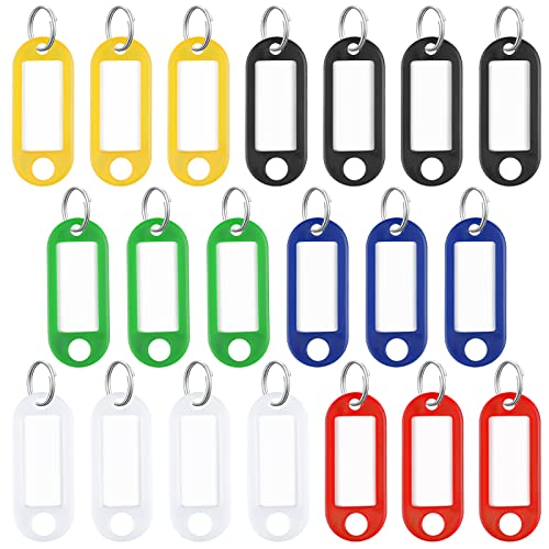 Uniclife 20er-Pack robuste Schlüsselanhänger mit geteiltem Ringetikettenfenster, 6 verschiedenen Farben von Uniclife