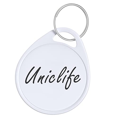 Uniclife 3.8 cm Weiße Schlüsselanhänger zum Beschriften Beschreibbarer Runder Kunststoff-Schlüsselanhänger-Tags mit Leeren Papieretikettenaufklebern Stabile Einzelteil-Identifikatoren, 50 Stück von Uniclife
