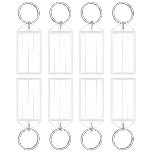 Uniclife 80 Stück Schlüsselanhänger 5 cm mit linierten Blanko-Papier-Etiketten Transparente Abdeckungen und geteilte Ringe Stabile Artikelkennzeichnungen, Weiß von Uniclife