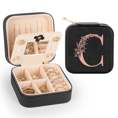 Unicorn Castle Reise-Schmuckkästchen für Damen, Reise-Schmuck-Organizer mit Spiegel, Schmuck-Organizer-Box, kleine Schmuckschatulle für Mädchen, Reiseutensilien, C von Unicorn Castle