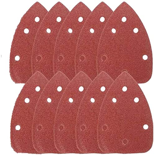 10 x dreieckige Schleifpapiere, oszillierende Multitool-Schleifpads, Klettverschluss, 140 x 98 mm, Schleifpapier, 6 Löcher, Detailschleifer, Schleifpapier, Körnung 80, 140 x 98 mm von Unifizz