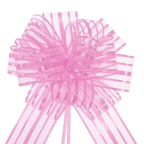 Unifizz 15 Stück große Organza-Schleifen mit Chiffonband für Körbe, Hochzeitsverpackungen (Hellrosa) von Unifizz