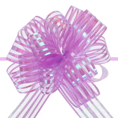 Unifizz 15 Stück große Organza-Schleifen mit Chiffonband für Körbe, Hochzeitsverpackungen (Hellviolett) von Unifizz