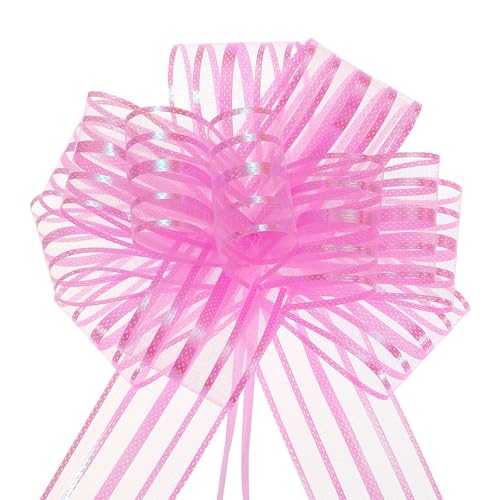 Unifizz 15 Stück große Organza-Schleifen mit Chiffonband für Körbe, Hochzeitsverpackungen (Rosa) von Unifizz