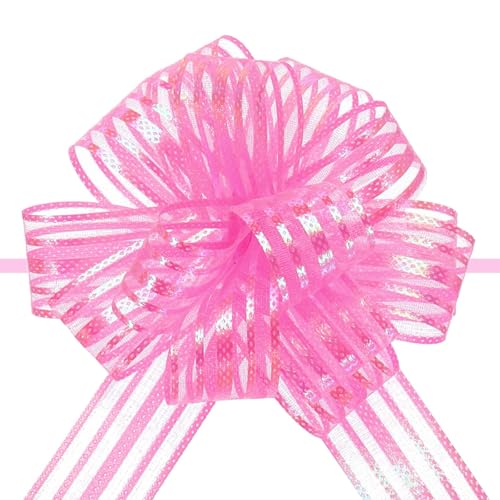 Unifizz 15 Stück große Organza-Schleifen mit Chiffonband für Körbe, Hochzeitsverpackungen (Rosa) von Unifizz