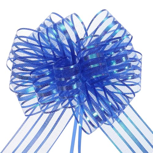 Unifizz 15 Stück große Organza-Schleifen mit Chiffonband für Körbe, Hochzeitsverpackungen (blau) von Unifizz