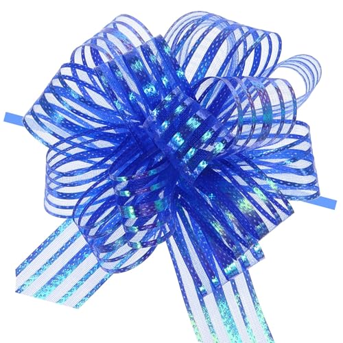 Unifizz 15 Stück große Organza-Schleifen mit Chiffonband für Körbe, Hochzeitsverpackungen (blau) von Unifizz