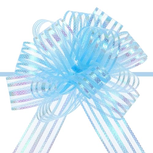 Unifizz 15 Stück große Organza-Schleifen mit Chiffonband für Körbe, Hochzeitsverpackungen (hellblau) von Unifizz