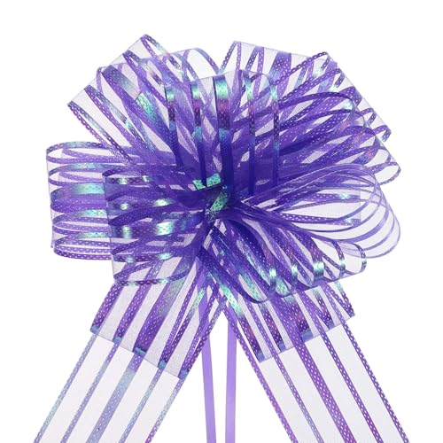 Unifizz 15 Stück große Organza-Schleifen mit Chiffonband für Körbe, Hochzeitsverpackungen (lila) von Unifizz