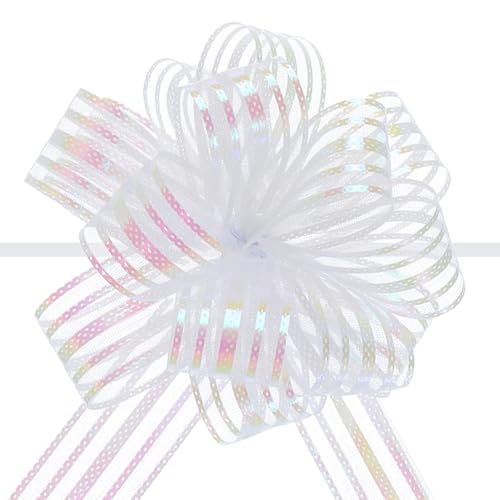 Unifizz 15 Stück große Organza-Schleifen mit Chiffonband für Körbe, Hochzeitsverpackungen (weiß) von Unifizz