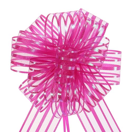 Unifizz 5 x 15,2 cm große Organza-Schleife mit Chiffonband für Körbe, Hochzeitsverpackungen (Rosarot) von Unifizz