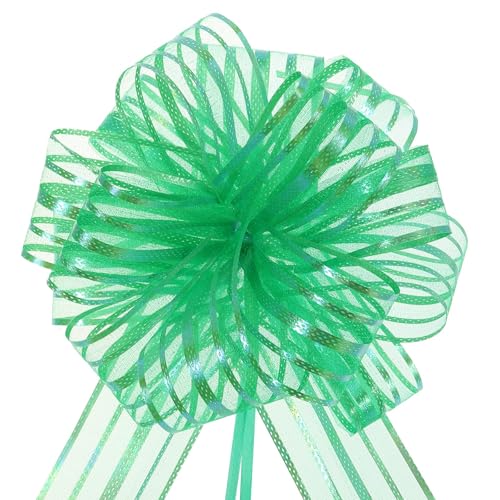 Unifizz 5 x 15,2 cm große Organza-Schleife mit Chiffonband für Körbe, Hochzeitsverpackungen (dunkelgrün) von Unifizz