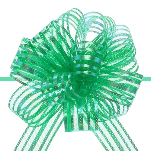 Unifizz Große Organza-Schleife mit Chiffonband für Körbe, Hochzeitsverpackungen, 10,2 cm, Dunkelgrün, 5 Stück von Unifizz