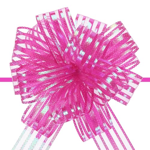 Unifizz Große Organza-Schleife mit Chiffonband für Körbe, Hochzeitsverpackungen, 10,2 cm, Rosarot, 5 Stück von Unifizz