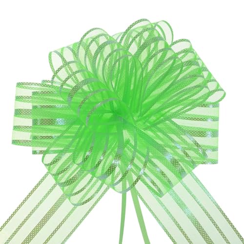 Unifizz Große Organza-Schleife mit Chiffonband für Körbe, Hochzeitsverpackungen, 15,2 cm, Grün, 5 Stück von Unifizz