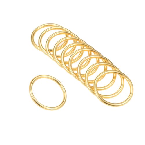 Unifizz O-Ringe aus Zinklegierung, 30 mm Innendurchmesser, 3 mm dick, Mehrzweck-geschweißte O-Ringe für Taschenriemen, Gürtel, Makramee, Haustier-Leinen, DIY, Handwerk, Gold, 10 Stück von Unifizz