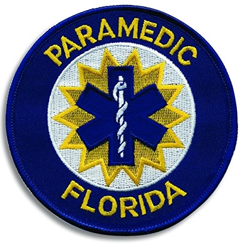 Florida Paramedic – (zum Aufbügeln) Schulteraufnäher, Stern des Lebens, königsblauer Rand, 10,2 cm Kreis, FL emt ems Notfall-Patch, Logo, Kostüm, Sanitäter, Krankenschwester – verkauft von UNIFORM von Uniform World